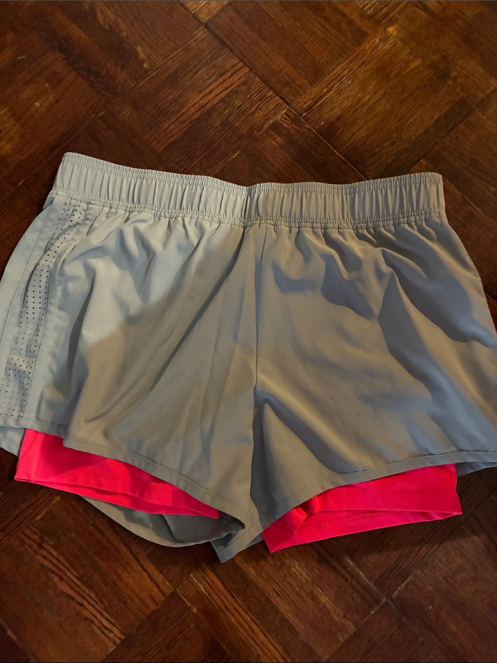 Women’s jockey Double-Layer Athletic Shorts - Gray with Pink Liner